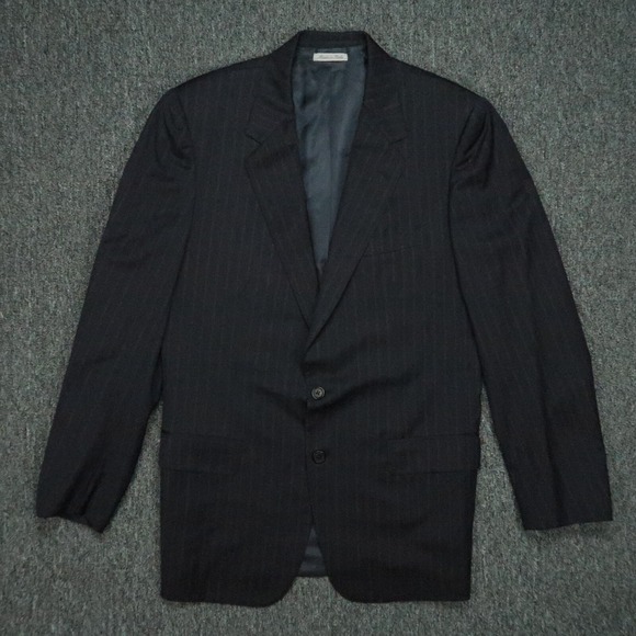 Belvest Blazer Mens 39L Blue Striped Super 100s Worsted Wool Suit Jacket *‎